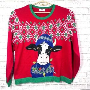 🎄|•HOLIDAY TIME•| Cow Christmas Sweater Size 2XL (50-52)